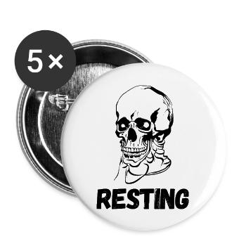 Resting skull - Buttons large 2.2''/56 mm (5-pack) - white - Front
