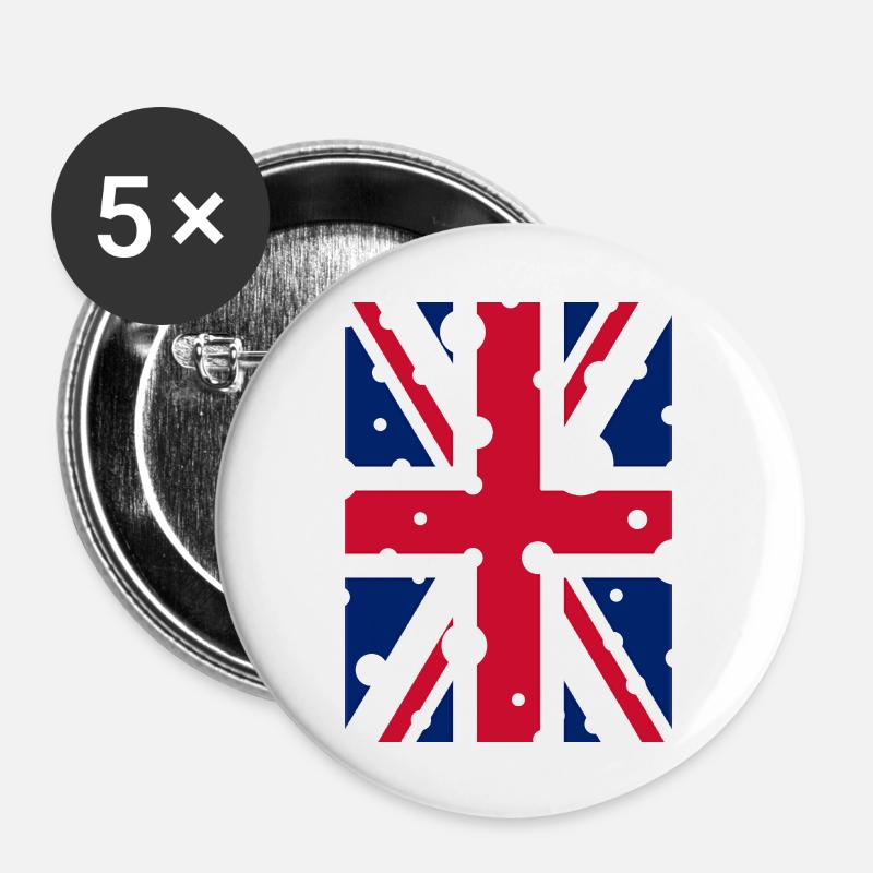 English Flag - Buttons large 2.2''/56 mm (5-pack) - white