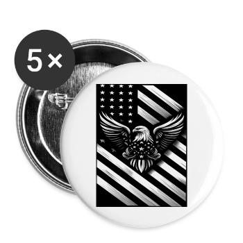 Drapeau US blanc et noir - Lot de 5 grands badges (56 mm) - blanc - Devant