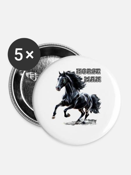 Reiter-Hengst - Buttons groß 56 mm (5er Pack) - Weiß