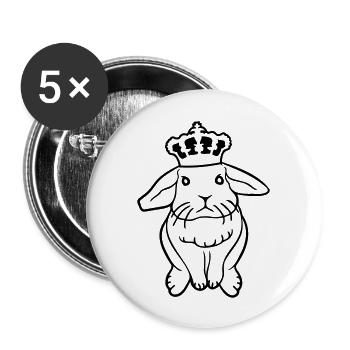 Couronne de lapin royal Roi Reine Prince Princesse - Lot de 5 grands badges (56 mm) - blanc - Devant