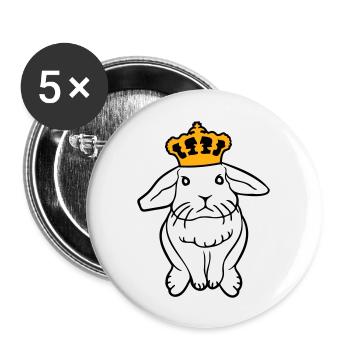 Couronne de lapin royal Roi Reine Prince Princesse - Lot de 5 grands badges (56 mm) - blanc - Devant