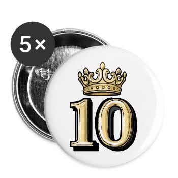 Couronne à 10 chiffres - Lot de 5 grands badges (56 mm) - blanc - Devant