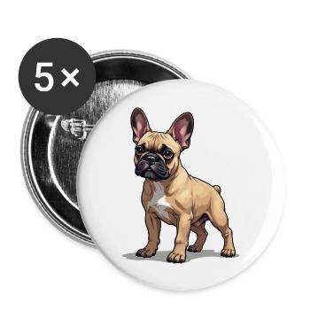 Französische Bulldogge, French Bulldog Bouledogue - Buttons large 2.2''/56 mm (5-pack) - white - Front