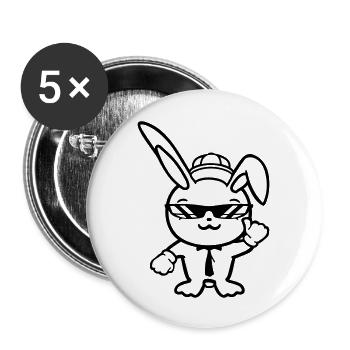 Bunny Sunglasses Cappy Tie Cool Hat Comic - Buttons large 2.2''/56 mm (5-pack) - white - Front