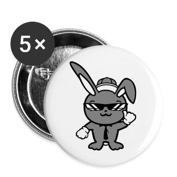 Bunny Sunglasses Cappy Tie Cool Hat Comic - Buttons large 2.2''/56 mm (5-pack) - white - Front