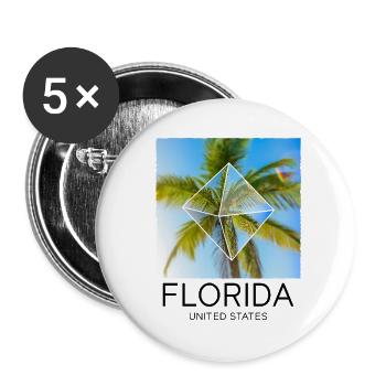 Florida USA Miami Amerika Sommer Palmen Strand - Buttons groß 56 mm (5er Pack) - Weiß - Vorne