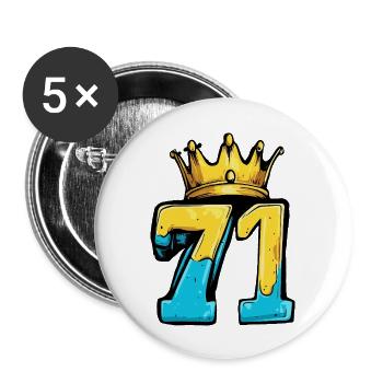 71 Nombre Couronne - Lot de 5 grands badges (56 mm) - blanc - Devant