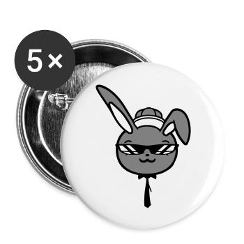 Bunny Sunglasses Cappy Tie Cool Hat Comic - Buttons large 2.2''/56 mm (5-pack) - white - Front