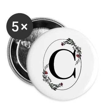 Buchstabe C - Buttons groß 56 mm (5er Pack) - Weiß - Vorne