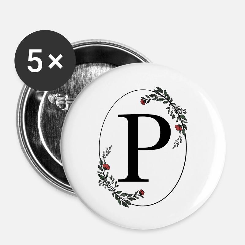 Letter P - Buttons large 2.2''/56 mm (5-pack) - white