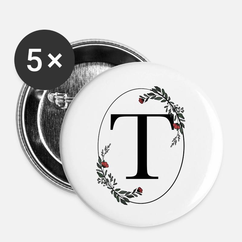 Letter T - Buttons large 2.2''/56 mm (5-pack) - white
