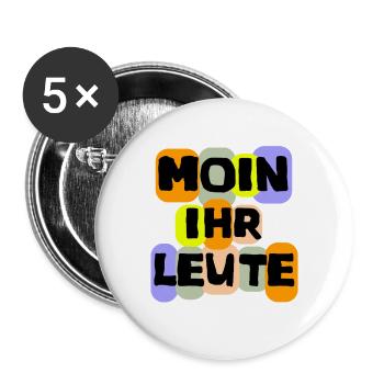 Language Shirt Moin you people fun - Buttons large 2.2''/56 mm (5-pack) - white - Front