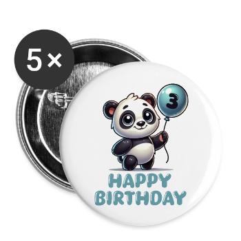 Panda BD Ballon Anniversaire 3 - Lot de 5 grands badges (56 mm) - blanc - Devant