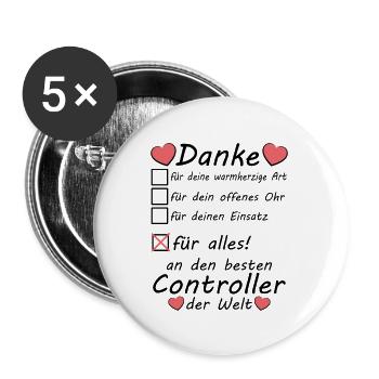 Controller Beruf Abschiedsgeschenk Danke sagen - Buttons groß 56 mm (5er Pack) - Weiß - Vorne