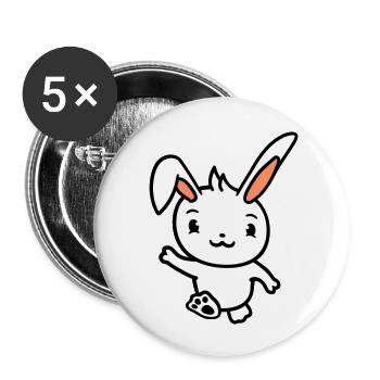 Lapin saluant saluer aller courir courir agiter - Lot de 5 grands badges (56 mm) - blanc - Devant