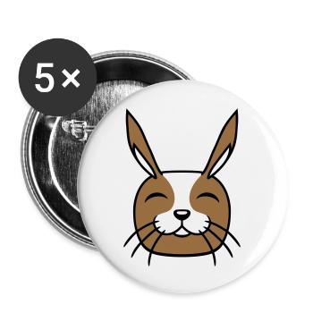 Hase Lustig Gesicht Lächeln glücklich freundlich - Buttons groß 56 mm (5er Pack) - Weiß - Vorne