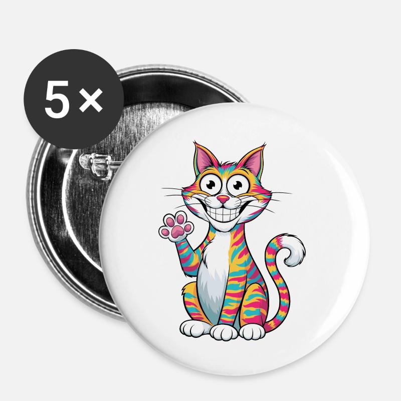 Waving Cat - Buttons large 2.2''/56 mm (5-pack) - white
