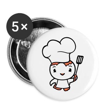 Bird Chef Hat Duck Delicious Hunger Food Cute - Buttons large 2.2''/56 mm (5-pack) - white - Front