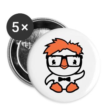 Bird Duck Nerd Geek Clever Intelligent Lunettes à monture en corne - Lot de 5 grands badges (56 mm) - blanc - Devant