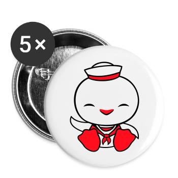 Duck sailor sailor sailor hat waving happily - Buttons large 2.2''/56 mm (5-pack) - white - Front