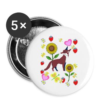 80s 90s Fox Foxes Retro Kids Summertime - Buttons large 2.2''/56 mm (5-pack) - white - Front