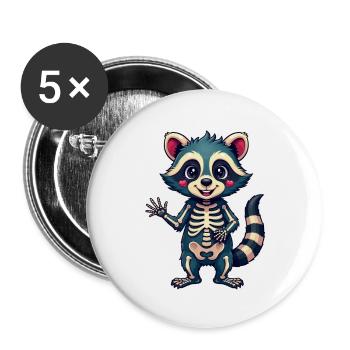 Skeleton Raccoon – Cute, Cheeky & a Little Bit - Buttons large 2.2''/56 mm (5-pack) - white - Front