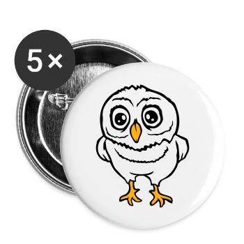 Owl Bird Eagle Owl Night Bird Barn Owl Owl Comic - Buttons large 2.2''/56 mm (5-pack) - white - Front