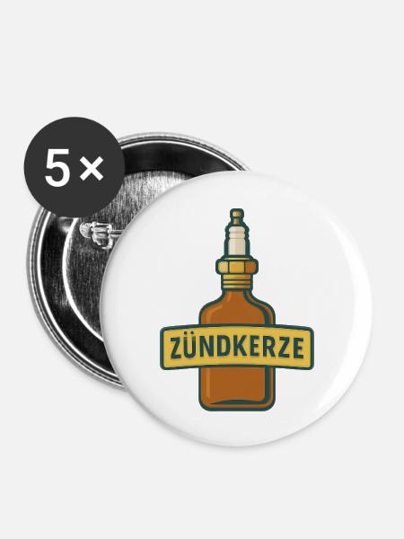 Zündkerze Schnapsflasche - Buttons groß 56 mm (5er Pack) - Weiß