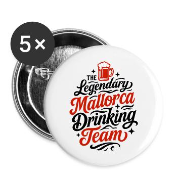 Mallorca Drinking Team - Buttons groß 56 mm (5er Pack) - Weiß - Vorne