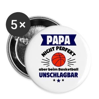 Papa nicht perfekt Basketball zum Vatertag - Buttons groß 56 mm (5er Pack) - Weiß - Vorne