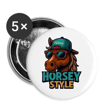Pferde Style Sonnenbrille - Buttons groß 56 mm (5er Pack) - Weiß - Vorne
