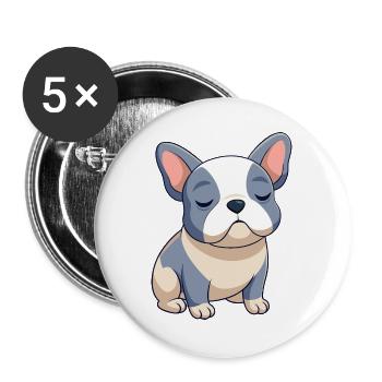 Blue and beige French bulldog sleeping - Buttons large 2.2''/56 mm (5-pack) - white - Front