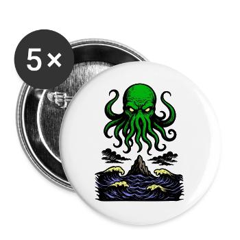 Cthulhu Retro 2 - Buttons large 2.2''/56 mm (5-pack) - white - Front