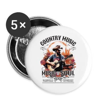 Country Music Guitar Guitarist Singer Vintage - Buttons large 2.2''/56 mm (5-pack) - white - Front