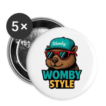 Womby Style Beaver with Sunglasses - Buttons large 2.2''/56 mm (5-pack) - white - Front