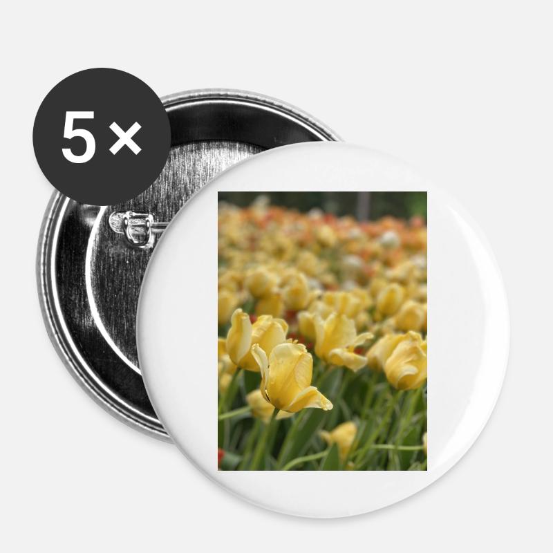 Tulip Sea yellow - Buttons large 2.2''/56 mm (5-pack) - white
