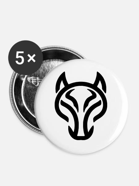 Wolf - Buttons groß 56 mm (5er Pack) - Weiß