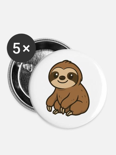 Niedliches Cartoon-Faultier – Chill Jungle Buddy für Kinder - Buttons groß 56 mm (5er Pack) - Weiß