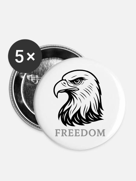 Adler, Adlerkopf Freedom - Buttons groß 56 mm (5er Pack) - Weiß
