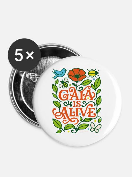 Gaia lebt - Buttons groß 56 mm (5er Pack) - Weiß
