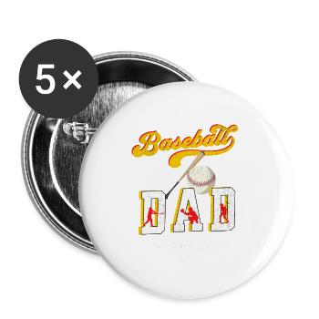 Baseball Dad Bester Papa Vatertag Coach - Buttons groß 56 mm (5er Pack) - Weiß - Vorne
