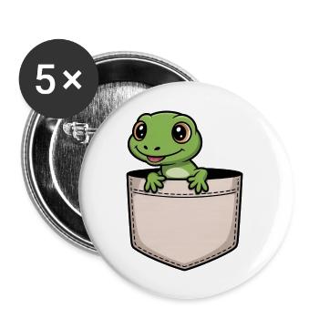 Drôle de lézard dans la poche - Cadeau de produit de reptile mignon - Lot de 5 grands badges (56 mm) - blanc - Devant