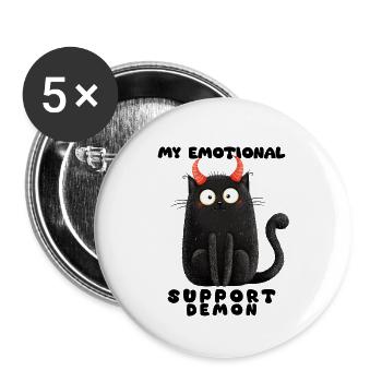 Emotionaler Support-Dämon – Lustige Katzen Edition - Buttons groß 56 mm (5er Pack) - Weiß - Vorne