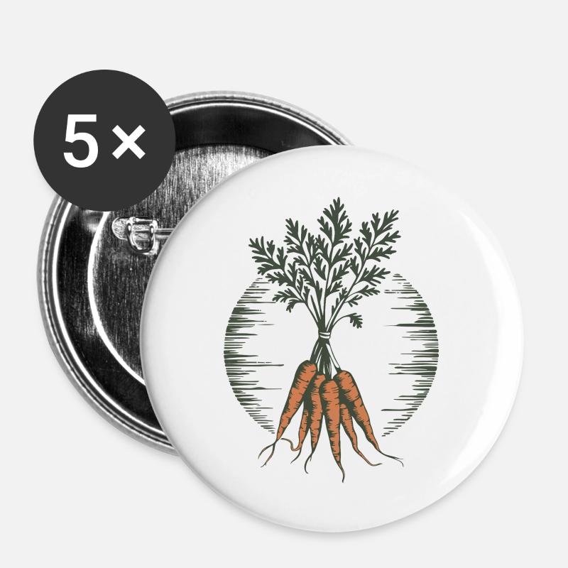 Vintage Carrots - Buttons large 2.2''/56 mm (5-pack) - white