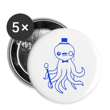Kraken Mr. Sir Chapeau haut de forme Monocle Lunettes Empire - Lot de 5 grands badges (56 mm) - blanc - Devant
