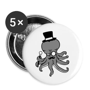 Kraken Mr. Sir Chapeau haut de forme Monocle Lunettes Empire - Lot de 5 grands badges (56 mm) - blanc - Devant