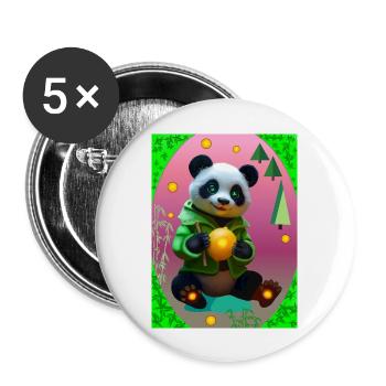 Futuristischer Panda - Buttons groß 56 mm (5er Pack) - Weiß - Vorne