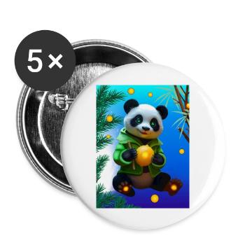 Cyber Zitrone Bambus Panda - Buttons groß 56 mm (5er Pack) - Weiß - Vorne