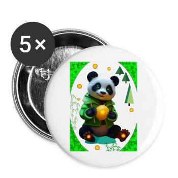 Cyber Lemon Panda - Buttons groß 56 mm (5er Pack) - Weiß - Vorne